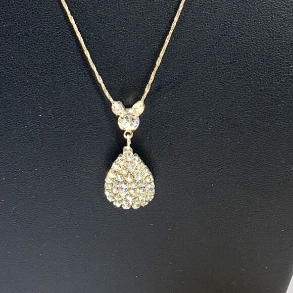 Designs By K&M Simulated Diamond Pendant Necklace & Earring Set 17"L NIOB - Picture 3 of 10